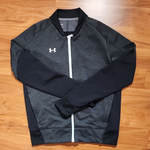 Under Armour Men's Gray and Black Varsity Jacket - Picture 1 of 3